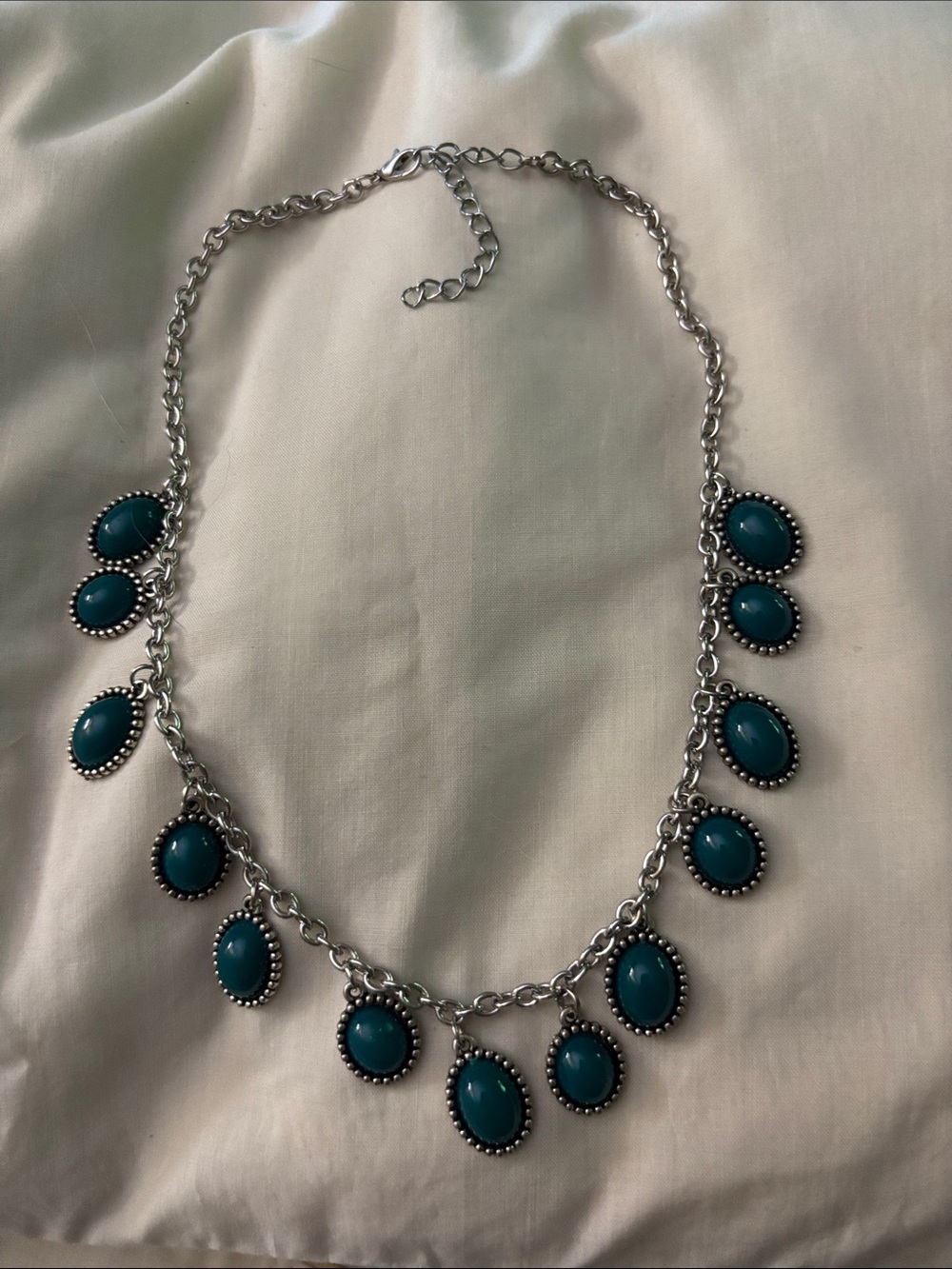 paparazzi Teal Oval Stone Necklace - Silver Tone